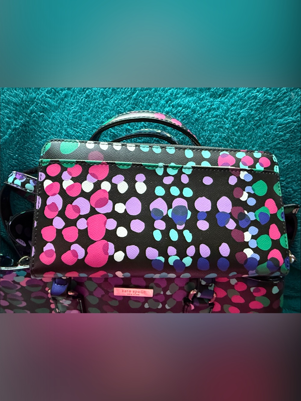 kate spade Multicolor Dotty Crossbody Plaid Tote with Matching Wristlet NWT - Picture 3 of 5